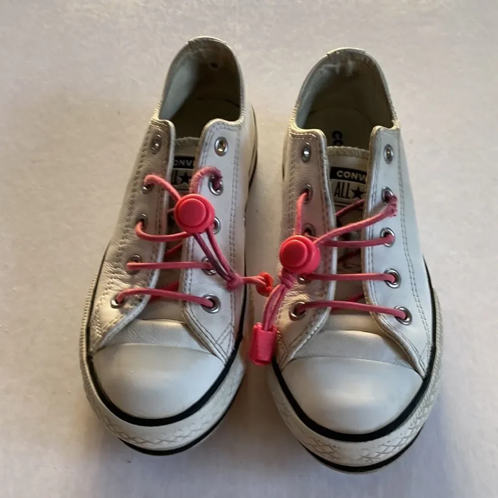 CONVERSE All Star Kids White Leather Sneakers Size 1